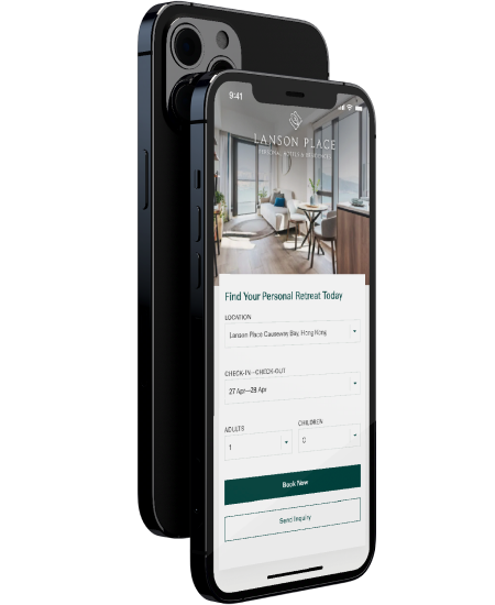2 iPhone 12s showing Lanson Place website