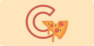 Grayscale logo edited to be an illustration of a slice of pizza